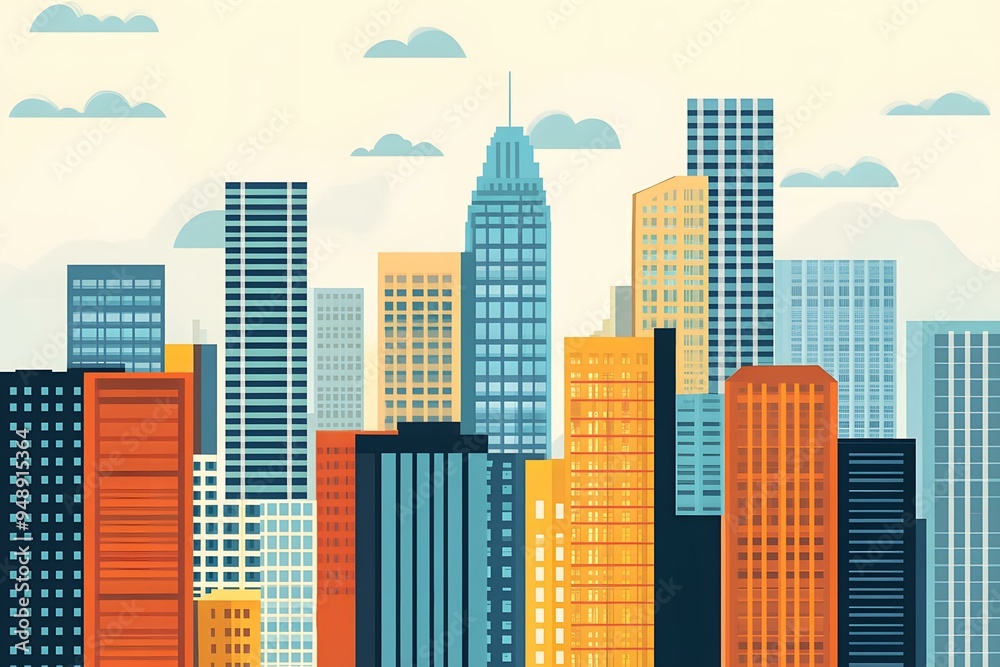 Colorful City Skyline Illustration Colorful City Skyline Illustration