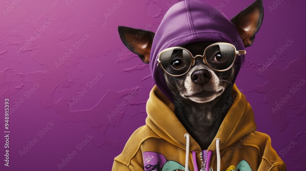 Dog in human trendy fashionable clothes. Neural network ai generated art Dog in human trendy fashionable clothes. Neural network ai generated art