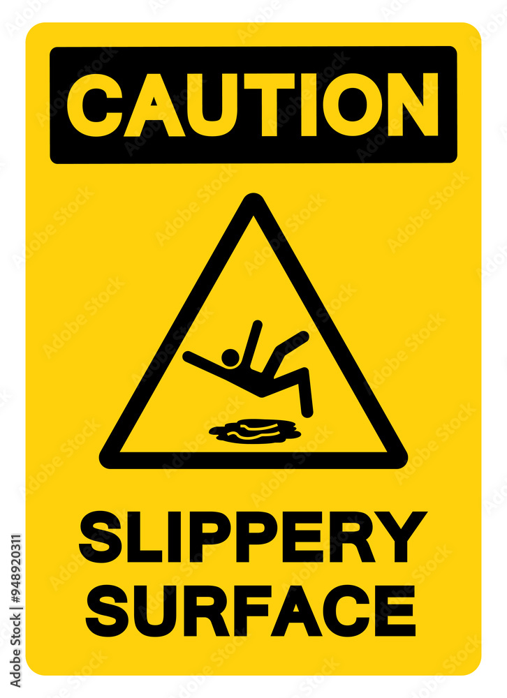 Caution Slippery Surface Symbol Sign,Vector Illustration, Isolate On White Background Label. EPS10 Caution Slippery Surface Symbol Sign,Vector Illustration, Isolate On White Background Label. EPS10