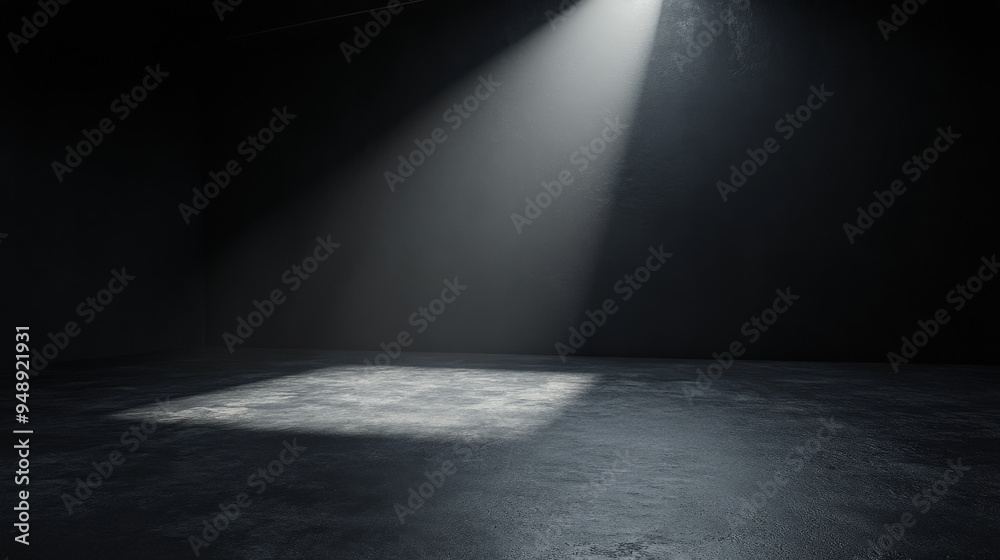 Spotlight illuminating a dark, abstract room
Spotlight illuminating a dark, abstract room
