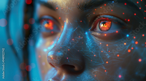 Wallpaper Mural Futuristic Digital Interface, Abstract Background. Technology, Business, Finance, Science. High Tech Holographic Virtual Display, Intuitive User Experience, Data Analysis, Innovation, Work, Success Torontodigital.ca