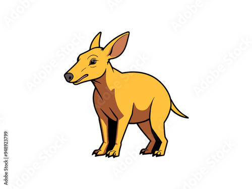 Brightly colored cartoon of a cheerful aardvark