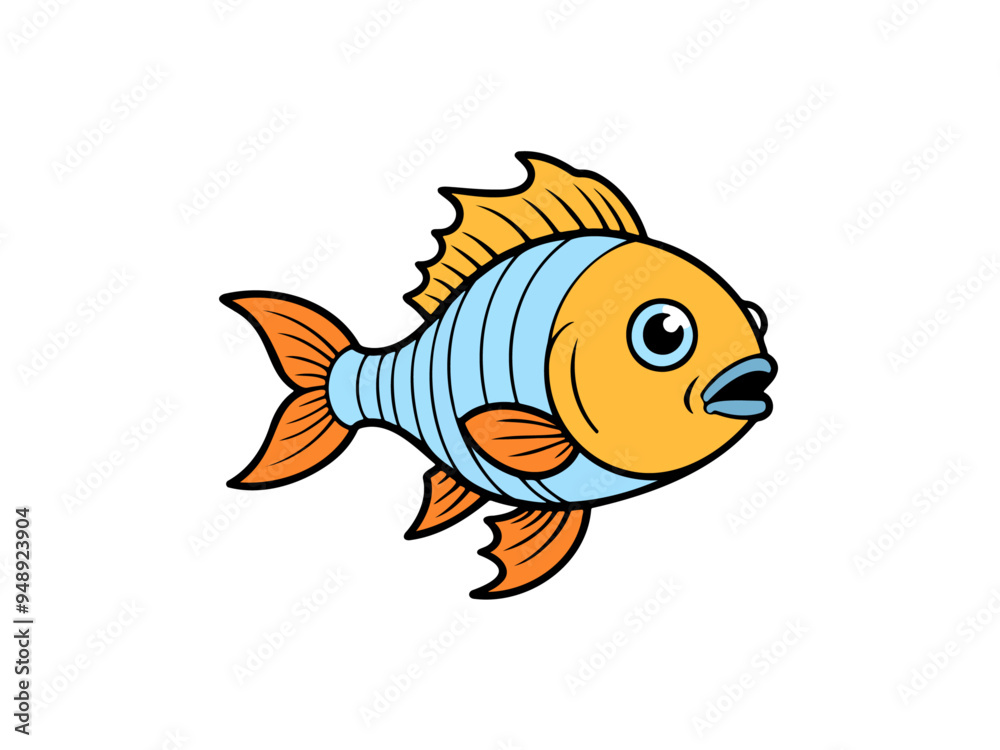 Vibrant fish cartoon with blue and orange stripes Vibrant fish cartoon with blue and orange stripes
