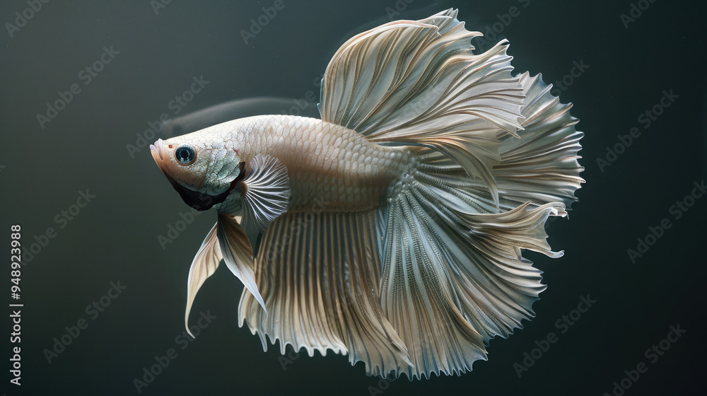 Fototapeta premium siamese fighting fish in white silver special betta fish in the water aquarium