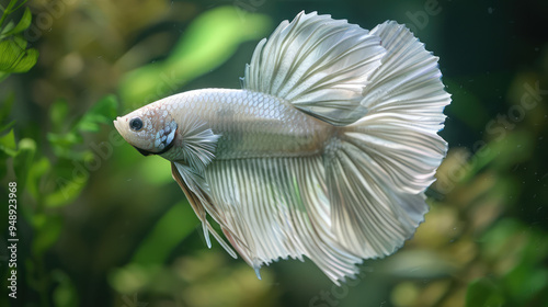 siamese fighting fish in white silver special betta fish in the water aquarium