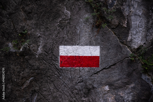 symbol of a pathway on a rock