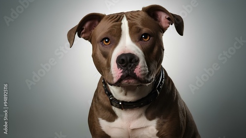 White background pitbull dog, portrait a pittbull, cute pitbull, close-up pitbull portrait photo