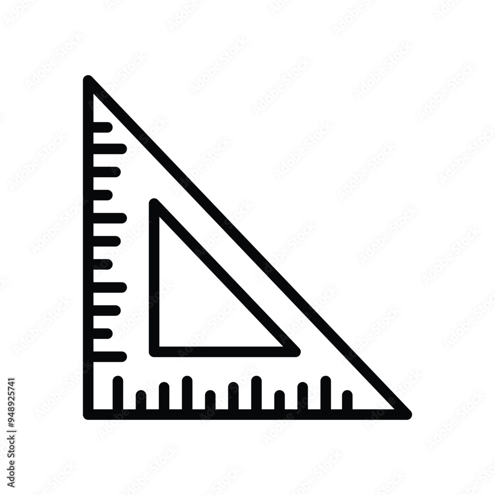 Triangle Ruler vector icon, Measurement Tool for Architects Icon, Geometry Stationery Tool. Triangle Ruler vector icon, Measurement Tool for Architects Icon, Geometry Stationery Tool.
