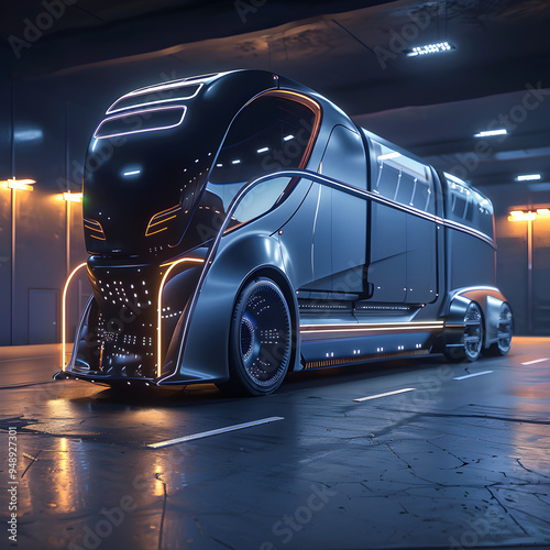 Cutting-Edge Futuristic Truck Design with Streamlined Aerodynamics and Innovative Features for Modern Transport