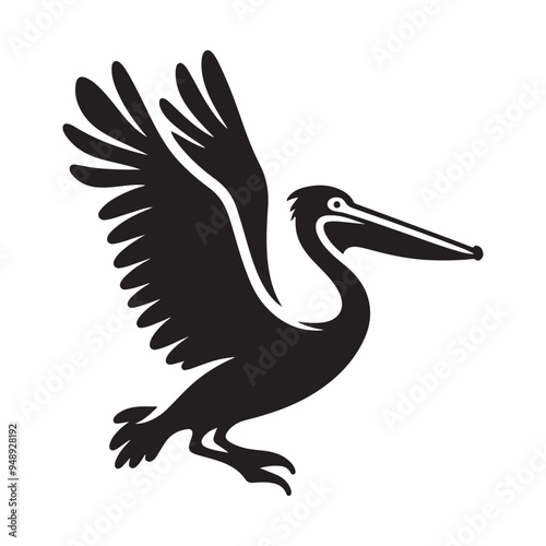 Spot-Billed Pelican Silhouette Vector Illustration – Premium Graphic Design