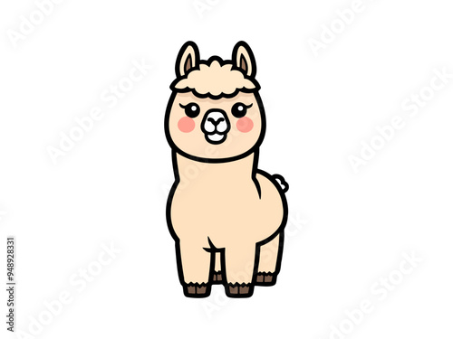 Alpaca cartoon with pink cheeks