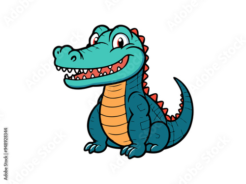 Cartoonish alligator sitting down