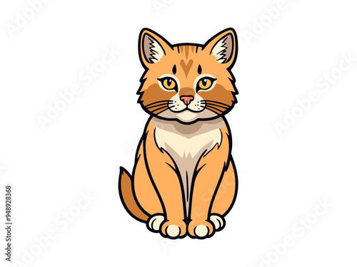 Cartoon cat sitting with orange fur