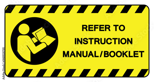 Refer Instruction Manual Booklet Symbol Sign,Vector Illustration, Isolated On White Background Label. EPS10