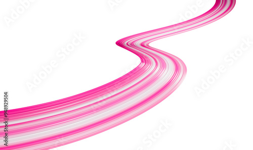 Pink abstract dynamic ribbon wave Pink paint brush stroke ribbon light pink background 3d illustration
 photo