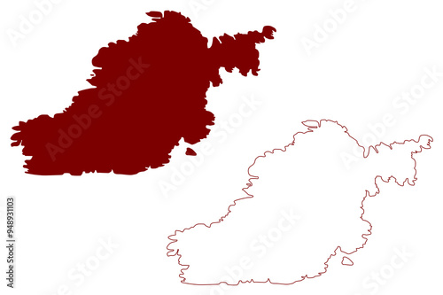 Skokholm island (United Kingdom of Great Britain and Northern Ireland, Wales) map vector illustration, scribble sketch Isle of Ynys Sgogwm map photo