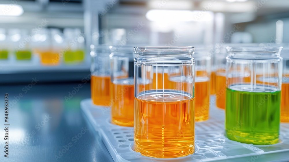 Nano-engineered bacteria producing biofuel in a lab setting, illustrating advanced biotechnology and renewable energy. Nano-engineered bacteria producing biofuel in a lab setting, illustrating advanced biotechnology and renewable energy.