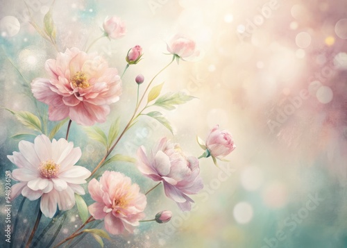 Delicate floral illustration on a soft, blurred background with subtle texture, blending traditional sketching