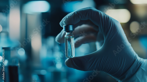 Precision in Medicine: Hand Holding Vial. Generative AI