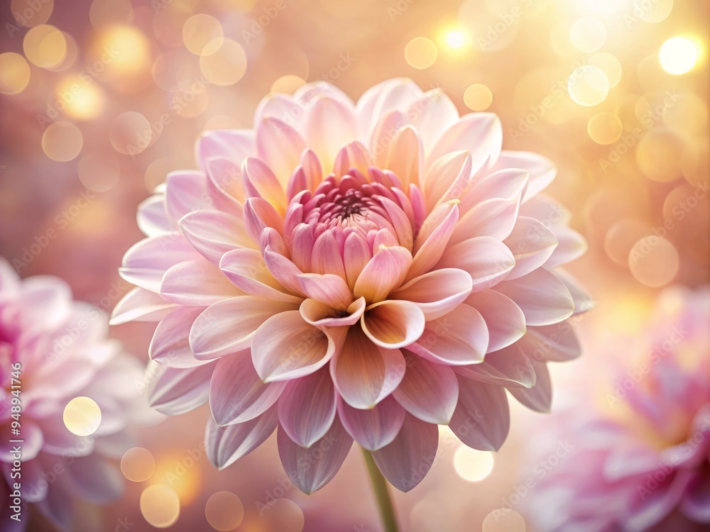 Delicate pink petals unfold from a soft focus center, surrounded by dreamy bokeh and warm natural light, creating a Delicate pink petals unfold from a soft focus center, surrounded by dreamy bokeh and warm natural light, creating a