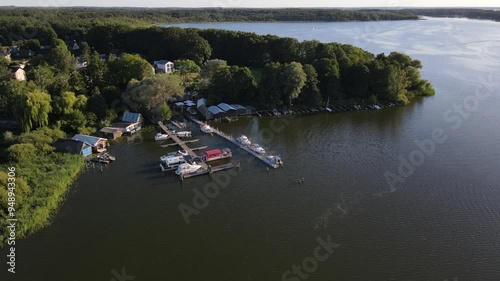 Fly over the a green and scenic nature area called Jabelscher See which is located at the Mecklenburg Vorpommern Lake area as the known former East Germany region photo