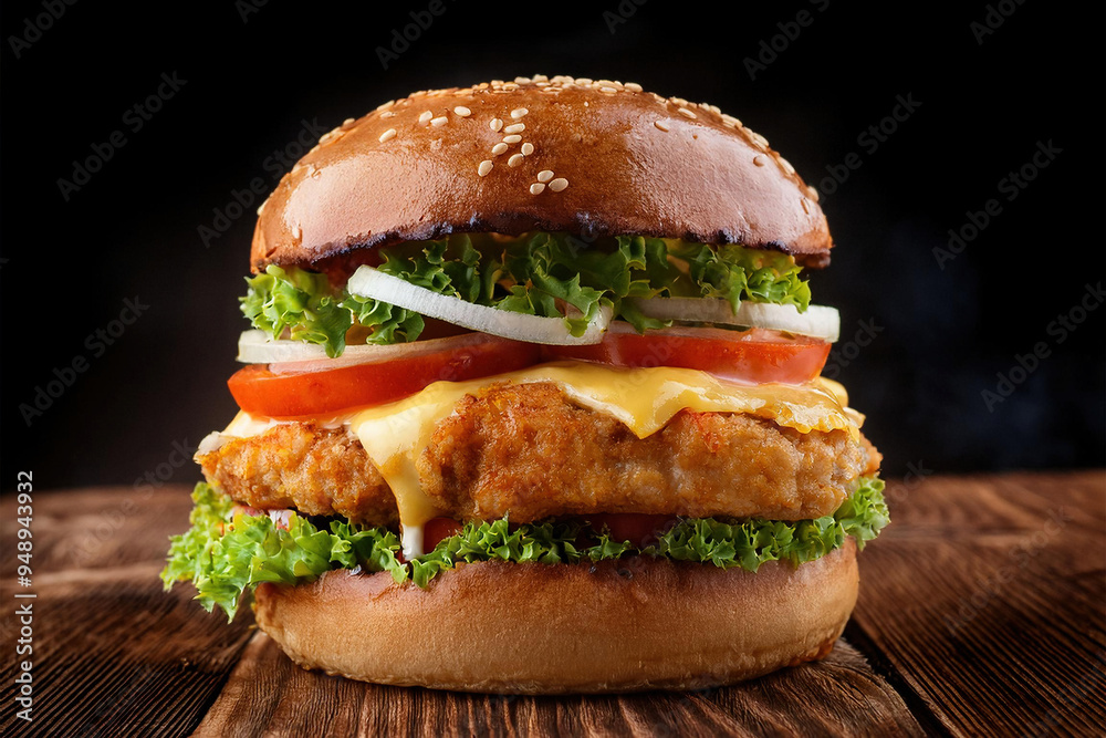 Delicious Chicken Burger with Chese Delicious Chicken Burger with Chese