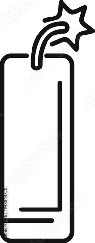 Simple, linear icon of a lit dynamite stick, capturing the essence of danger and explosion