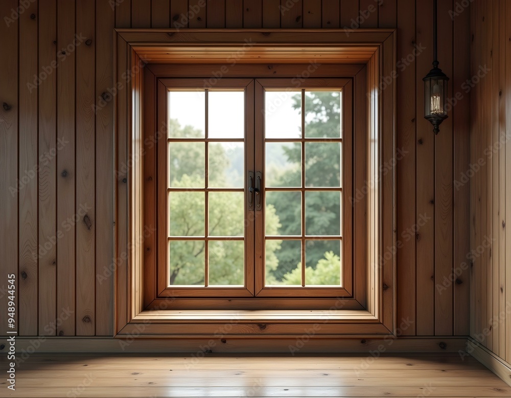 Fototapeta premium A wooden framed window design 