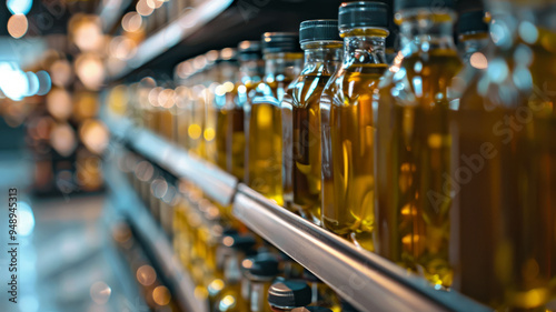 Wallpaper Mural Rows of olive oil bottles on supermarket shelves. Torontodigital.ca