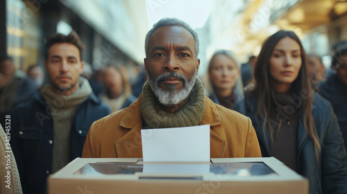 Wallpaper Mural Citizens Voting: A diverse group of people casting their ballots in a transparent voting box. Torontodigital.ca