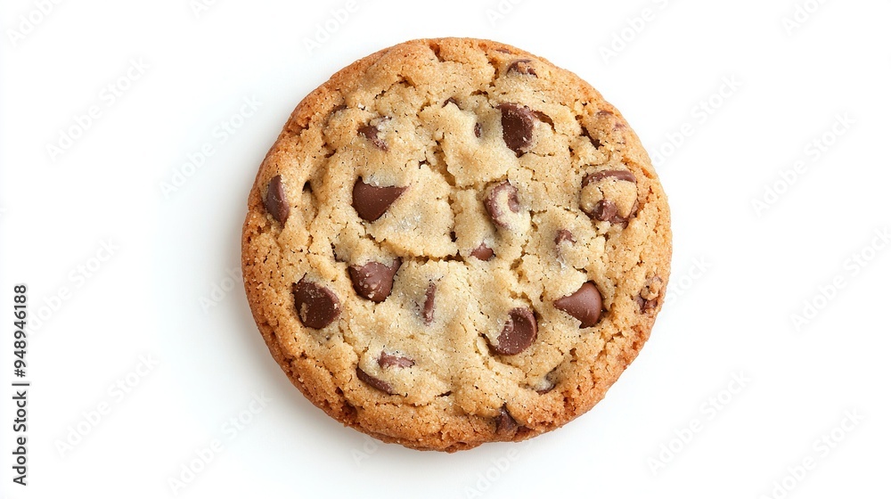 A close-up of a chocolate chip cookie on a white background with a bite taken out of one of the cookies A close-up of a chocolate chip cookie on a white background with a bite taken out of one of the cookies
