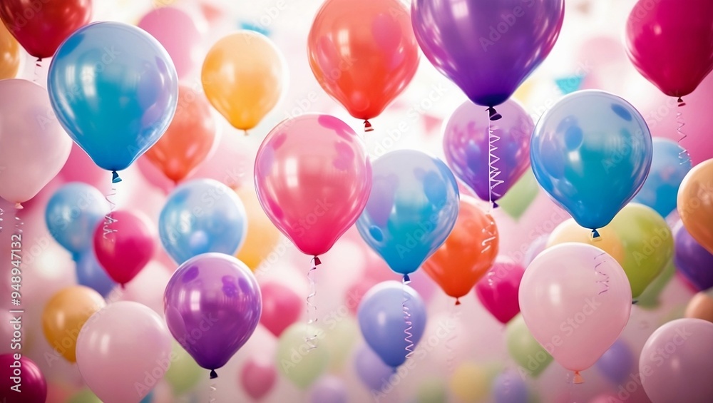 Softly Blurred Background with Vibrant Party Balloons. Softly Blurred Background with Vibrant Party Balloons.