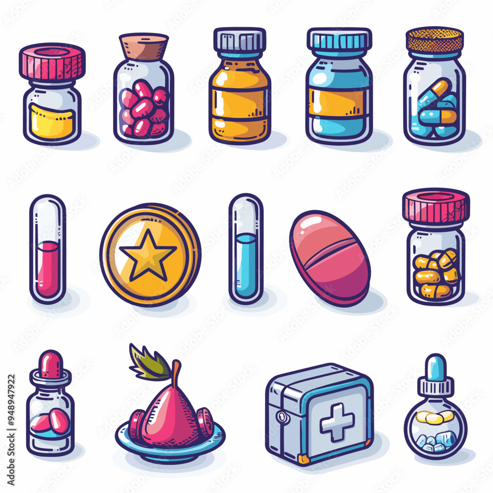 Medicine icons set. Cartoon set of medicine vector icons for web design Medicine icons set. Cartoon set of medicine vector icons for web design