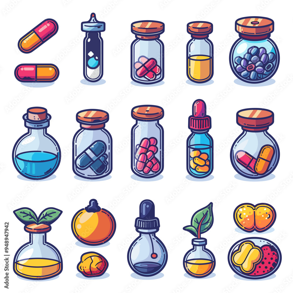 Set of medicine icons. Cartoon illustration of set of medicine vector icons for web design Set of medicine icons. Cartoon illustration of set of medicine vector icons for web design