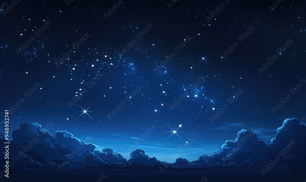 A starry night sky with a long line of stars