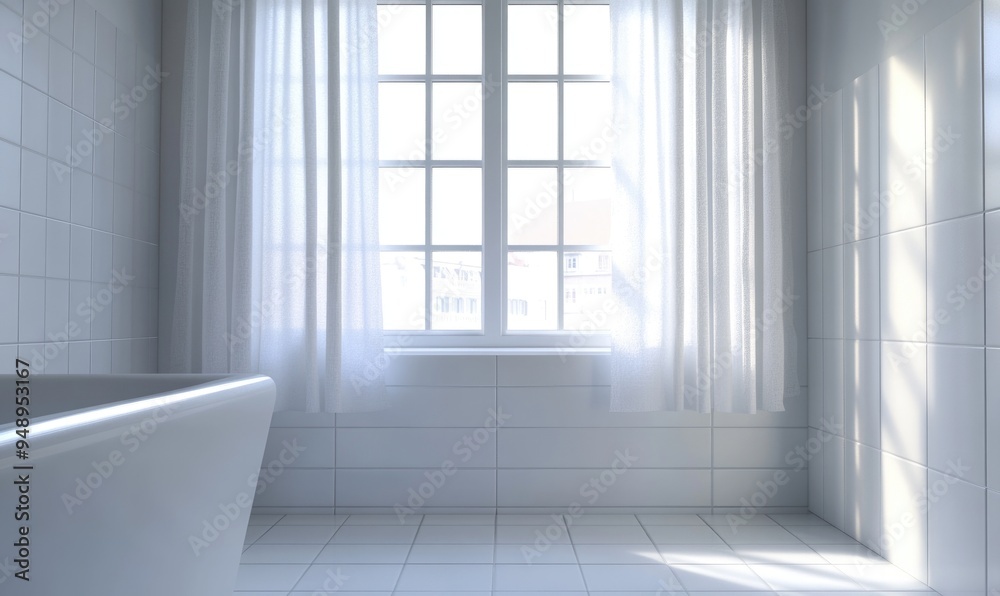 Minimalist bathroom, window with frosted glass Minimalist bathroom, window with frosted glass
