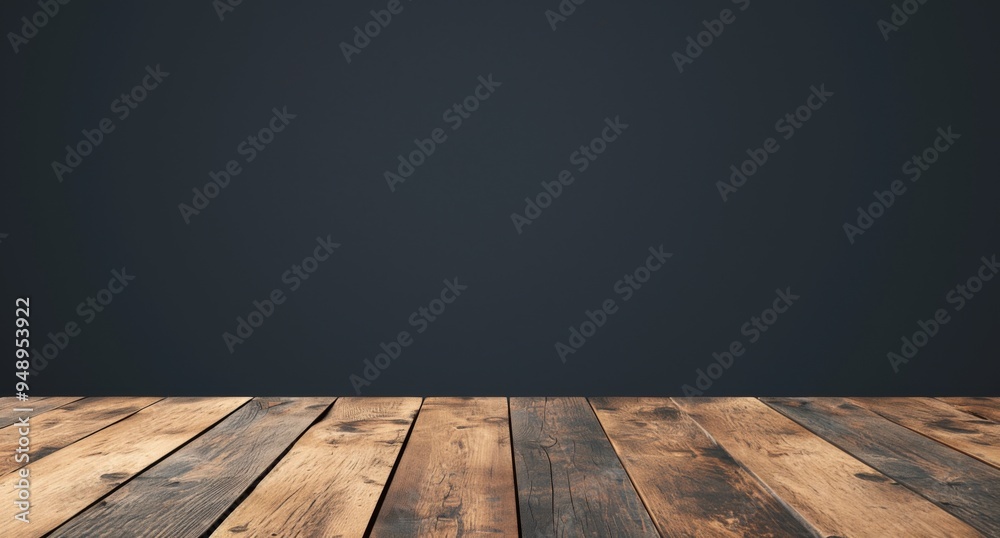 Empty Wooden Table Top with Dark Grey Background for Product Display, with Blank Space for Advertising or Sales Empty Wooden Table Top with Dark Grey Background for Product Display, with Blank Space for Advertising or Sales