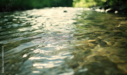 Fototapeta Naklejka Na Ścianę i Meble -  Slow-moving river with small ripples