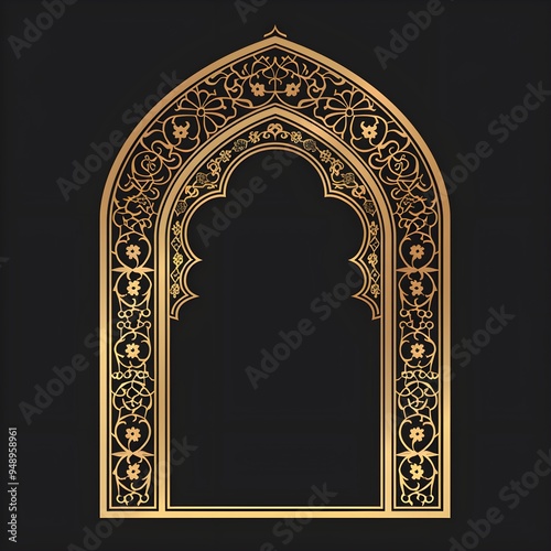 Exotic Postcard Design With a Moroccan Arch Frame Style Esha Outline Scribble CNC Tattoo Ink Art
 photo