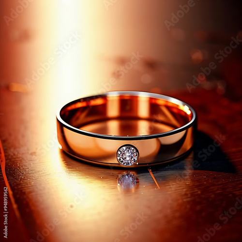 wedding rings on a gold background