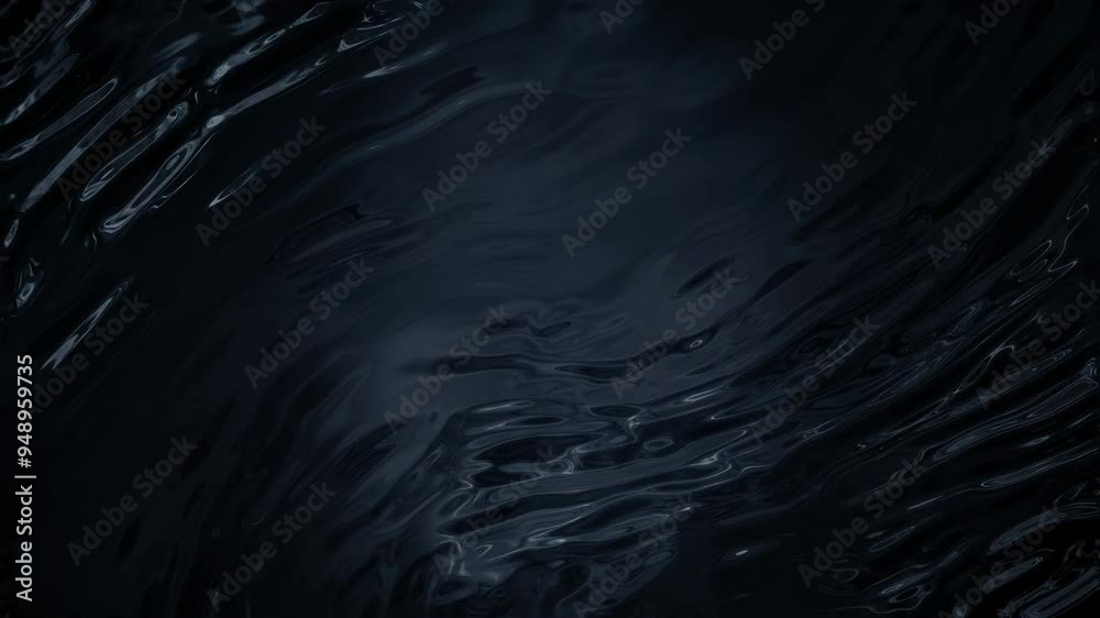 Black Water Flowing Texture Animation. 4k animation of an abstract black water. Flowing texture background with oil liquid patterns streaming.