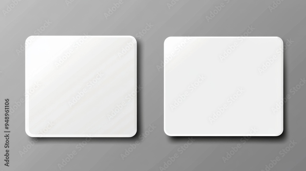 Plastic or Paper White Business Card Isolated on Transparent Background, Vector Blank Sticker with Rounded Corners Plastic or Paper White Business Card Isolated on Transparent Background, Vector Blank Sticker with Rounded Corners
