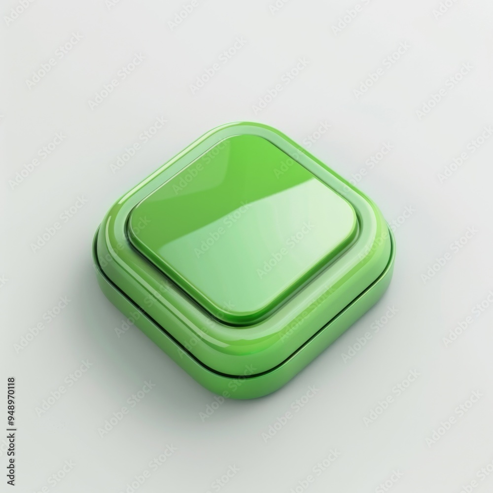 Green toggle switch or activator in 3D style on a white background. AI generative. Green toggle switch or activator in 3D style on a white background. AI generative.