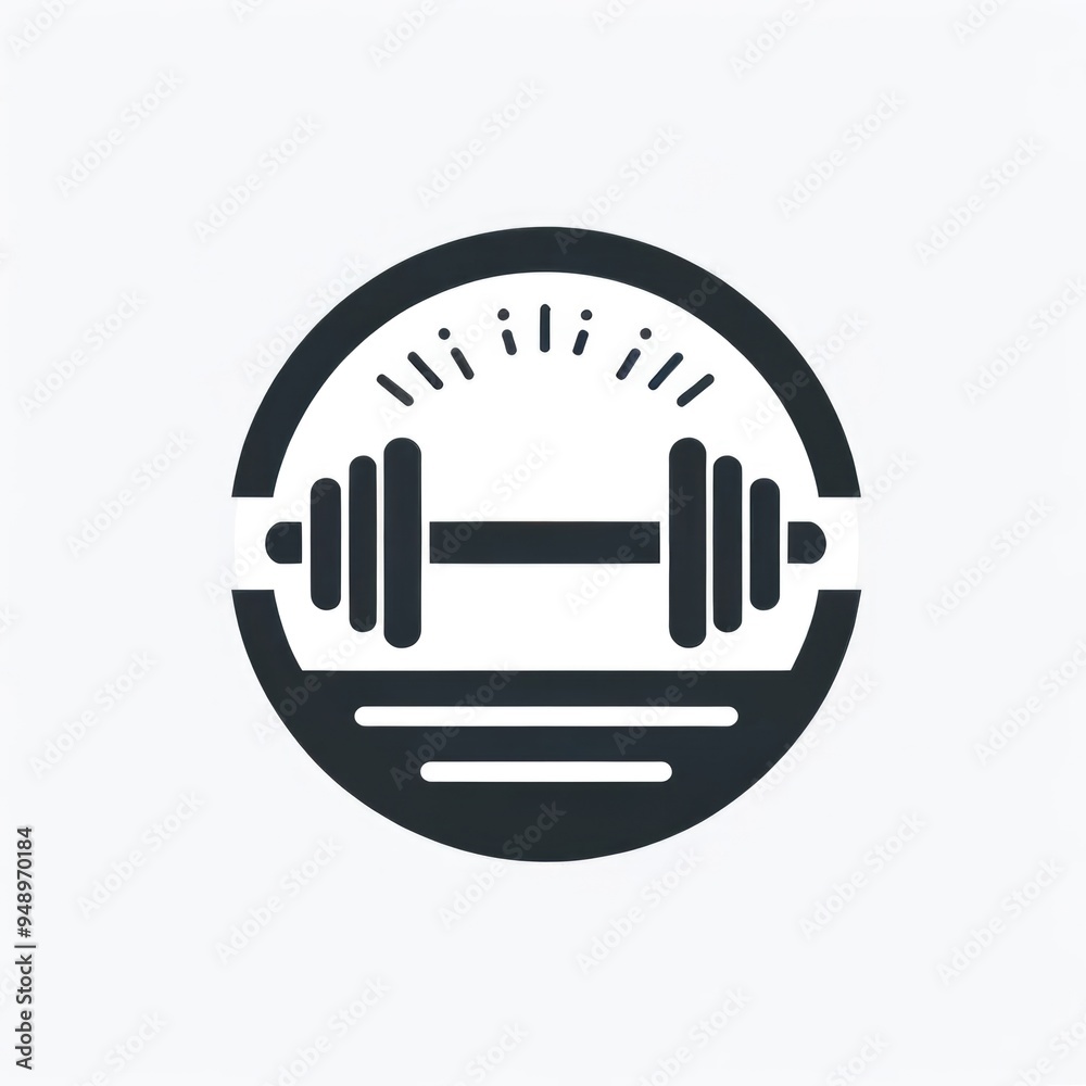 Minimalist monochrome gym logo in a circle Minimalist monochrome gym logo in a circle
