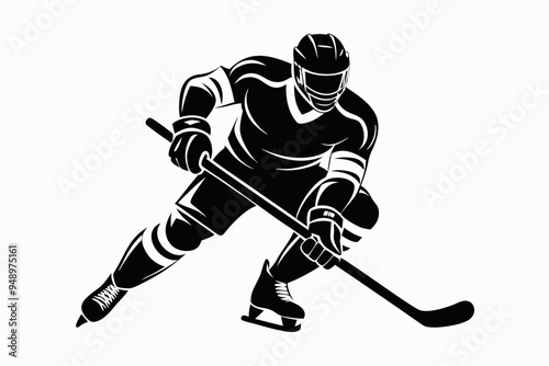 hockey player icon vector black silhouette photo