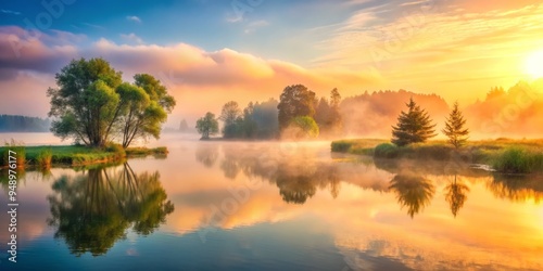 Serene nature scene high definition background with soft colors and misty mood outdoor style tranquil atmosphere