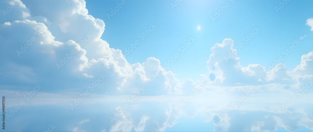 Himmel mit weißen Wolken vor blauer Kulisse Himmel mit weißen Wolken vor blauer Kulisse