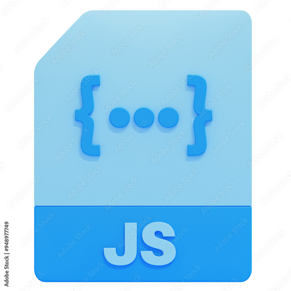 PNG 3D JS File Icon Isolated on A White Background PNG 3D JS File Icon Isolated on A White Background