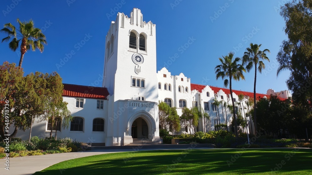 Fototapeta premium University San Diego. Hepner Hall: Academic Building at San Diego State University, California, USA