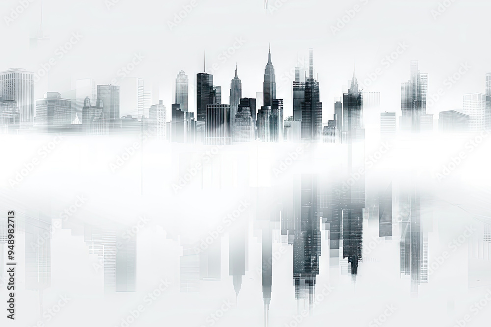 Fototapeta premium City silhouette in misty background